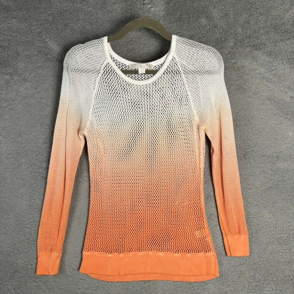 Boston Proper Women's Medium Top Mesh Ombre Peach to White Resort Stretchy EUC
